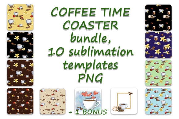 Coffee Time-2: Coasters PNG Sublimation