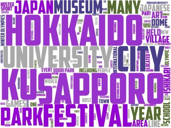Sapporo Wordart Book Cover: A Hand-Drawn Word Cloud for Versatile Creative Use